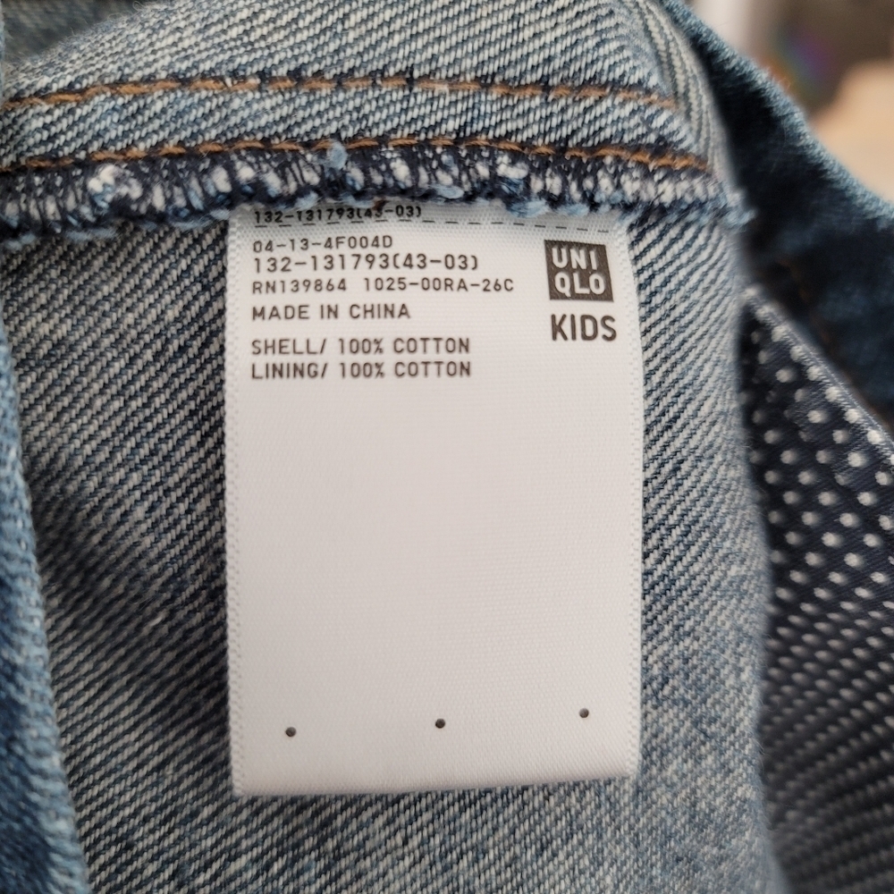 Uniqlo Girls 3/4 Blue Denim 100%‎ Cotton Overall Pinafore Dress - Picture 5 of 5